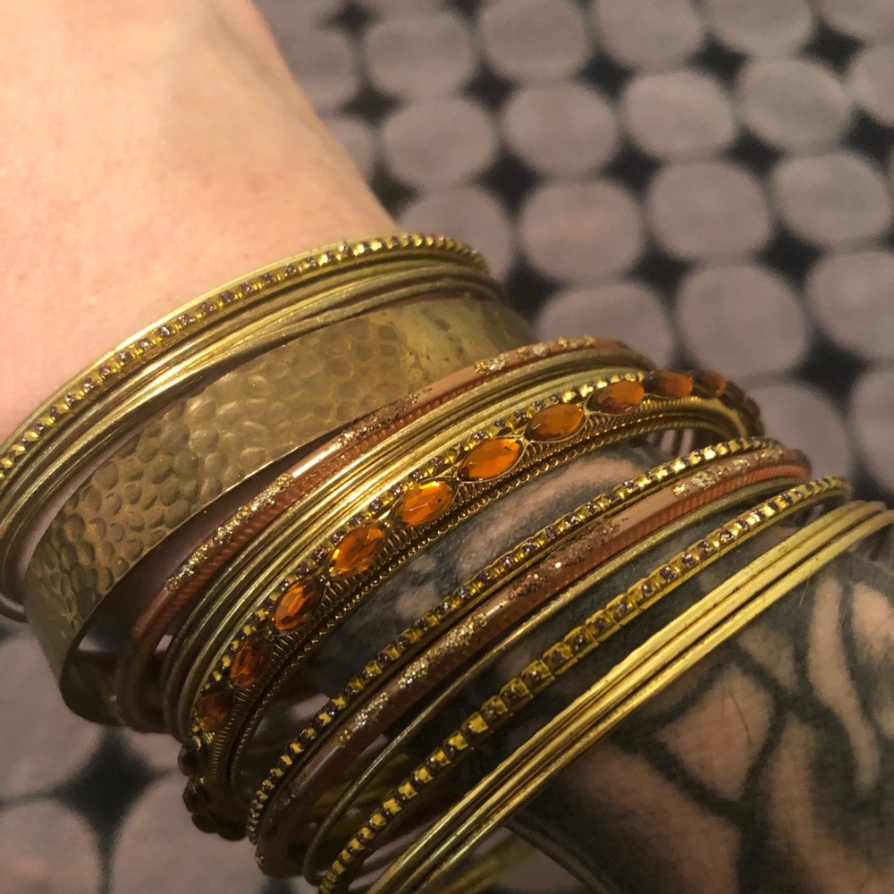 Gold metal bangle bracelets